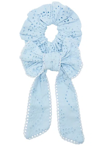 Damson Madder Iris Broderie-anglaise Cotton Scrunchie