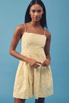 Damson Madder Iris Sleeveless Embroidered Mini Dress In Yellow