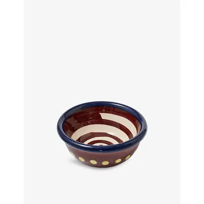 Damson Madder Ix Print Ceramic Snack Bowls - Set Of Two In Brown