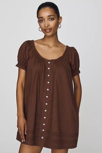 Damson Madder Jayne Cotton Mini Dress In Burgundy
