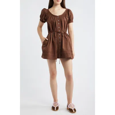 Damson Madder Jayne Organic Cotton Minidress In Brown