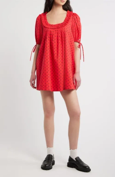 Damson Madder Jemima Organic Cotton Minidress In Red