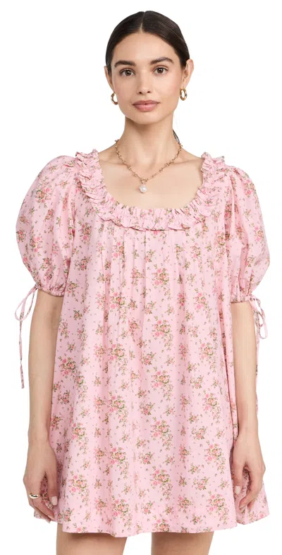 Damson Madder Jemima Ruffle Mini Dress Pink