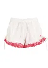 Damson Madder Jenna Cherry Broderie-anglaise Cotton Shorts In White