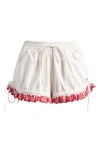 Damson Madder Jenna Cherry Broderie-anglaise Cotton Shorts In White