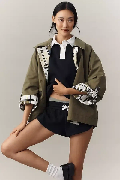 Damson Madder Jerry Short Trench Coat Jacket In Green