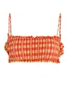 Damson Madder Jezebel Shirred Bow Bikini Top In Orange