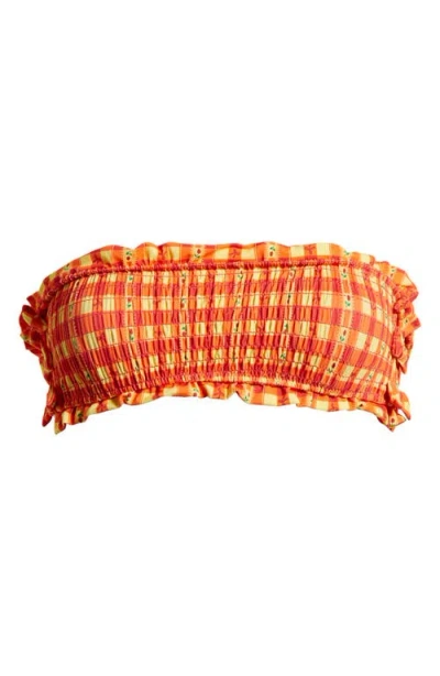 Damson Madder Jezebel Smocked Bikini Top In Orange
