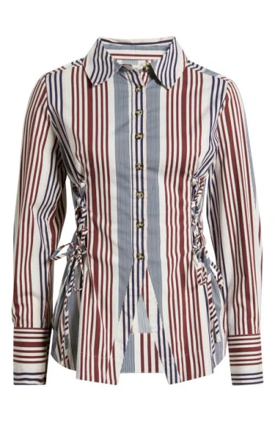 Damson Madder Jilla Stripe Lace-up Button-up Shirt