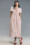 Damson Madder Josephine Stripe Organic Cotton Midi Dress In Multicolor