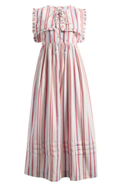 DAMSON MADDER DAMSON MADDER JOSEPHINE STRIPE ORGANIC COTTON MIDI DRESS