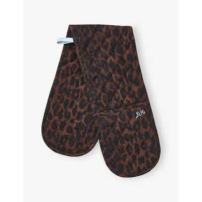 Damson Madder K Leopard Leopard-print Double Oven Glove In Brown