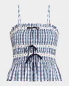 Damson Madder Womens Katya Gingham-pattern Cotton Camisole Top Navy In Navy