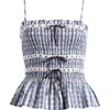 Damson Madder Katya Organic Cotton Gingham Camisole In Navy