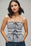 Damson Madder Womens Katya Gingham-pattern Cotton Camisole Top Navy In Blue