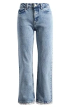 Damson Madder Kenny Broderie Trim Straight Leg Jeans In Blue