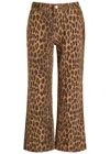 Damson Madder Kenny Leopard-print Bootcut Cropped Jeans In Brown