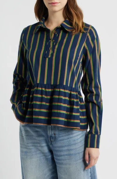 Damson Madder Kinsley Stripe Long Sleeve Shirt In Multi