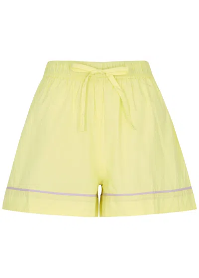 Damson Madder Kitty Cotton-poplin Shorts In Yellow