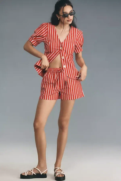 Damson Madder Krissy Linen Blend Boxer Shorts In Red