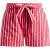 Damson Madder Krissy Stripe Organic Cotton & Linen Boxer Shorts In Red