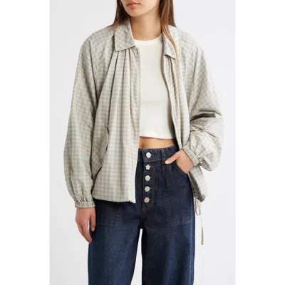 Damson Madder Lailah Gingham Lightweight Bomber Jacket In Gray