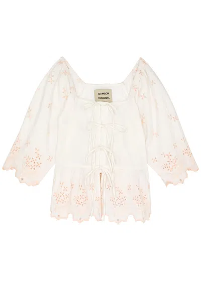 Damson Madder Lana Broderie Anglaise Cotton Blouse In White