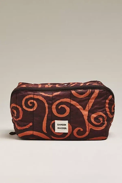 Damson Madder Large Check Eyelet Wash Bag In Orange