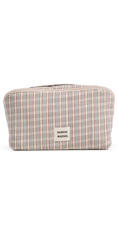 Damson Madder Large Check Wash Bag Ginger In Brown