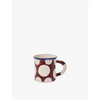 Damson Madder Large-spot Ceramic Camping Mug Burgundy Spot In Multi