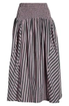 Damson Madder Womens Layla Godet Cotton Midi Skirt Multi In Gray