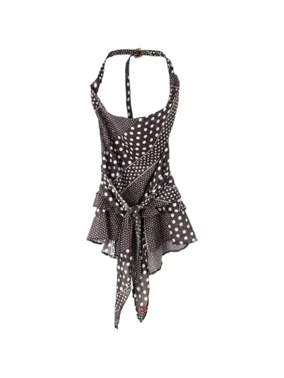 Damson Madder Leandra Polka-dot Ruffled Top In Multi