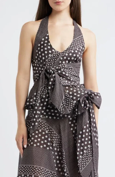 Damson Madder Leandra Tie Waist Halter Camisole In Brown