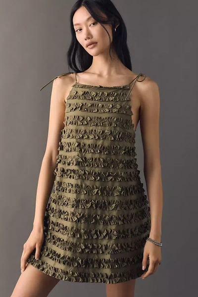 Damson Madder Leili Ruffle Mini Dress In Brown