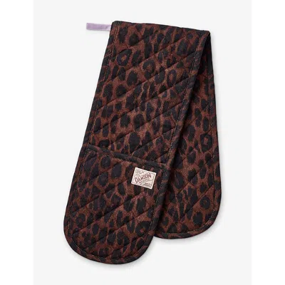 Damson Madder Leopard Double Cotton Oven Mitts In Brown