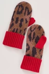 Damson Madder Leopard Mittens In Brown
