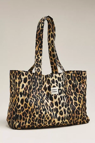 Damson Madder Leopard Print Canvas Tote In Brown