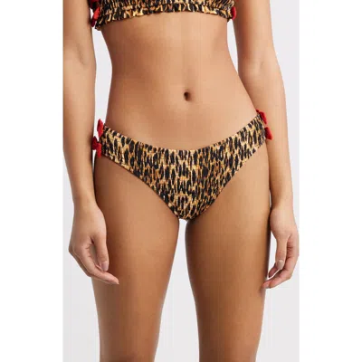 Damson Madder Leopard Smocked Bow Bikini Bottoms In Animal Print