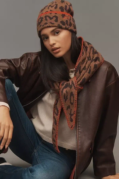 Damson Madder Leopard Triangle Scarf In Brown