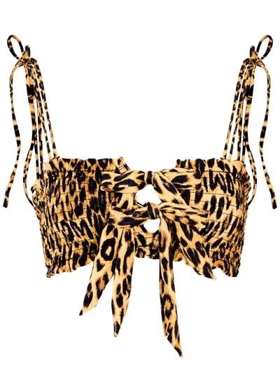 Damson Madder Lexie Leopard-print Bikini Top