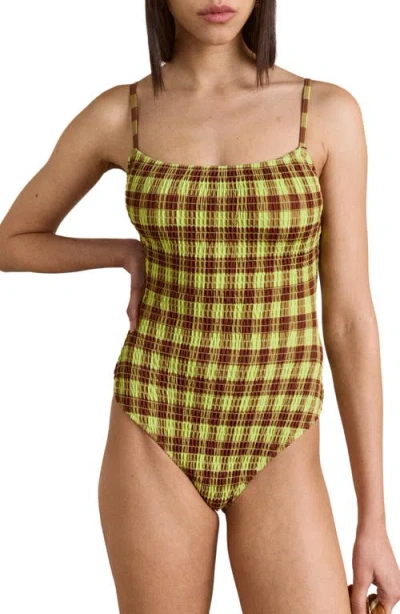 Damson Madder Lilbet Smocked One-piece Swimsuit In Multi