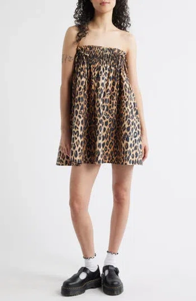 Damson Madder Lilo Leopard Spot Convertible Minidress In Multi
