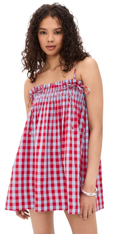Damson Madder Lilo Gingham Mini Dress In Multi