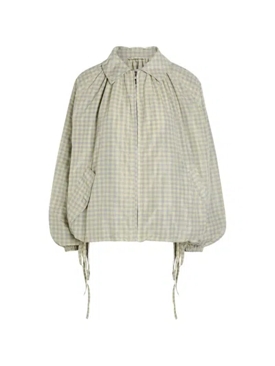 Damson Madder Lailah Gingham-print Bomber Jacket In Neutral