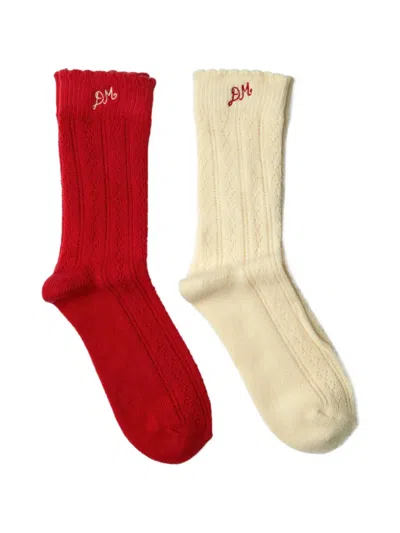 Damson Madder Llogo-embroidered Socks Pack (pack Of Two) In Multi