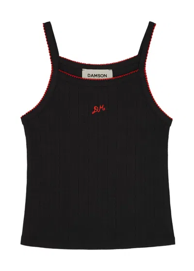 Damson Madder Logo-embroidered Cotton Tank In Black