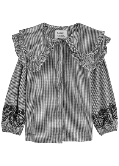 Damson Madder Lois Gingham Cotton Blouse In Black
