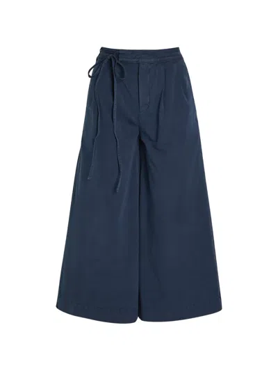 Damson Madder Lotta Antiqued-finish Culotte Trousers In Blue