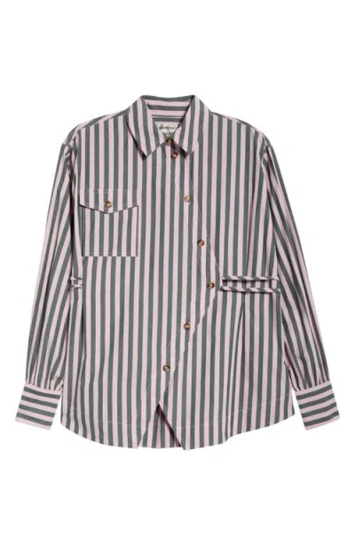 Damson Madder Lux Asymmetric Organic Cotton Shirt In Blue