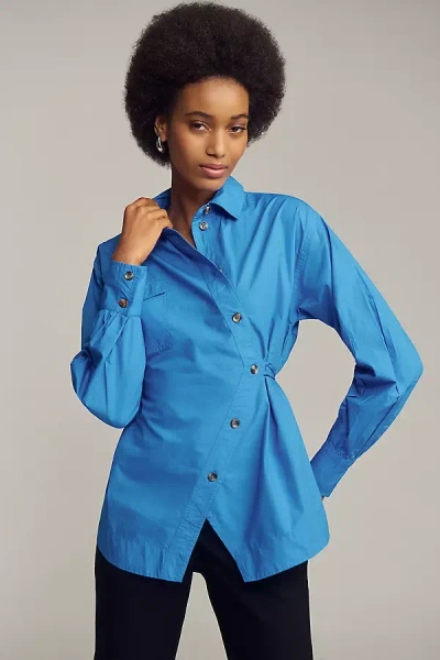 Damson Madder Lux Asymmetrical Buttondown Shirt In Blue